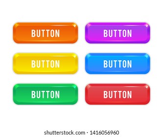 Web buttons flat design template with color gradient and thin line outline style. Vector isolated rectangular rounded web page next arrow button elements set on white background.