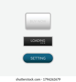 Web buttons flat design. Web and ui application color button icon for modern website. Buttons set with different actions. Vector icons isolated on white background