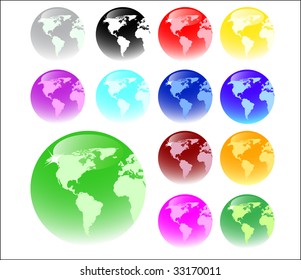 web buttons - global concept; clip-art