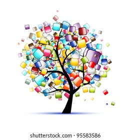 Web buttons glossy on tree for your design