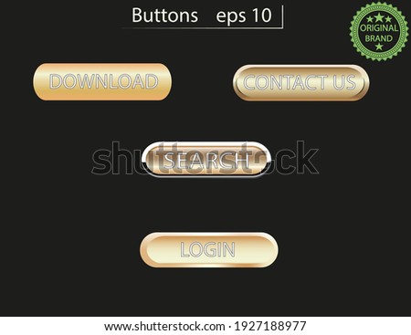 Web buttons gold gradient buttons. Web buttons design template. Modern buttons for web site and UI.  
