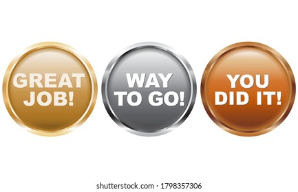 Web Buttons Gold Silver Bronze