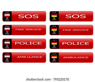 web buttons of hot rooms of Austria austria on white background