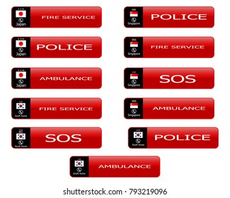 Web buttons with hotline numbers of Japan South Korea Singapore