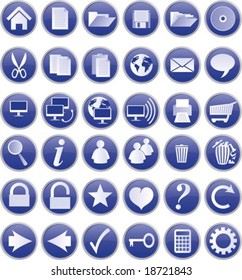 Web buttons and icons, blue