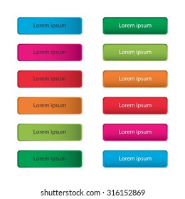Web buttons with icons. Colorful elements. Vector Illustration. EPS10