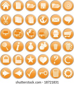 Web buttons and icons, orange