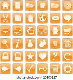 Web buttons and icons, orange