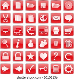Web buttons and icons, red