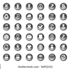 web buttons with icons -set vector