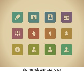 Web buttons and icons for website retro colors. Vector illustration.