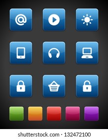 Web buttons and icons for website. Vector illustrations set.