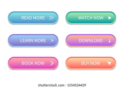 Web buttons interface. Modern buttons for sites. Vector icons.