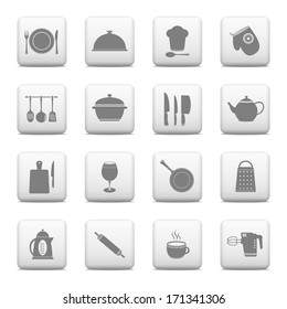 Botones de Web, cocina e iconos de cocina