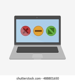 Web buttons. Laptop vector illustration icon. Flat design style.Laptop icon. macbook, mac, imac, apple. Laptop vector. Apple vector. Macbook vector. iMac vector. Stock illustration. Mac icon. 