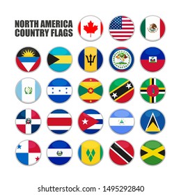 web buttons with north america country flags in flat