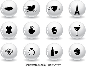 Web buttons, romantic icons