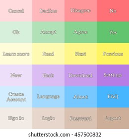 web buttons set. Web site or software application elements in simple execution. Vector illustration. flat design.