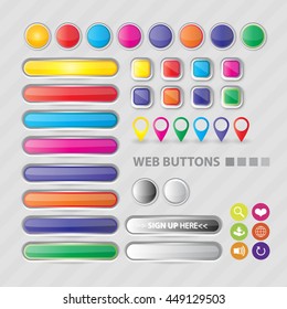 Web buttons set vector format
