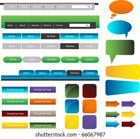 web buttons and speech bubbles set