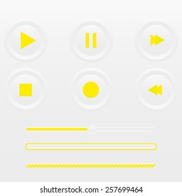 Web Buttons, switchers, player or audio. Media Player Vector Icons Set