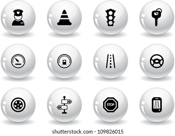 Web buttons, traffic and driving icons