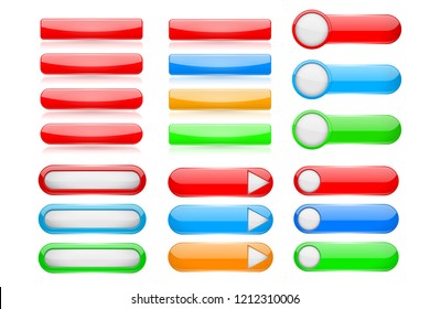 Web buttons. User interface elements set. Vector 3d illustration isolated on white background