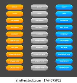 Web Buttons User Interface Set Vectors