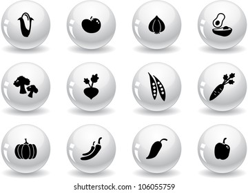 Web buttons, vegetables icons