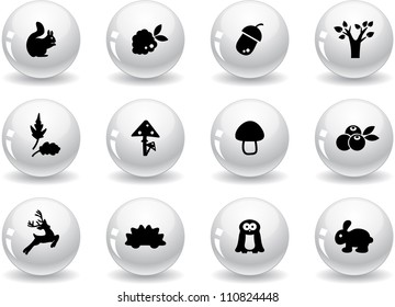 Web buttons, woodland icons