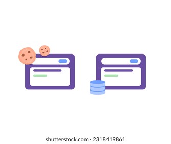 caché web y cookies de explorador. almacenamiento temporal que contiene datos del sitio web. servicios, aplicaciones y software. tecnología. símbolo o icono. diseño de ilustración de concepto. 3d minimalista. vector 