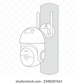 Web cam camera, personal home security HD camera, vector, line art, illustration, eps10.