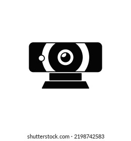 Web cam icon in black flat glyph, filled style isolated on white background