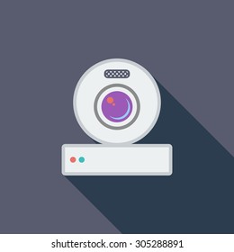 Web cam icon. Flat vector related icon with long shadow for web and mobile applications. It can be used as - logo, pictogram, icon, infographic element. Vector Illustration.