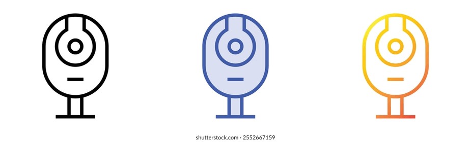 Icono de la cámara de Web. Lineal, relleno azul y diseño de estilo degradado aislado sobre fondo blanco