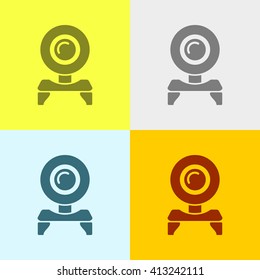 Web Cam Icon on Four Different Backgrounds. Eps-10.