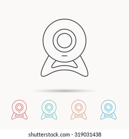 Web cam icon. Video camera sign. Online communication symbol. Linear icons on white background. Vector