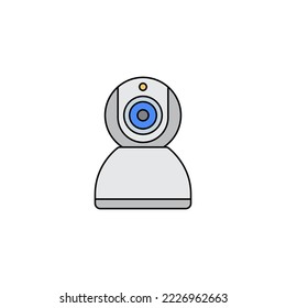 Web cam, ip camera icon in color, isolated on white background 