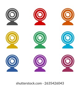 Web cam live icon isolated on white background. Set icons colorful