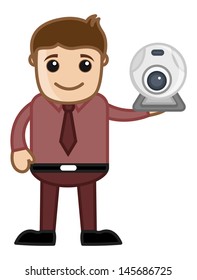Web Cam - Spy Cam - Office Character - Vector Illustration