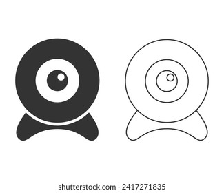 Web Cam Vector line icon set Solid style Flat sign
