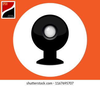web camera black in a circle with a sign