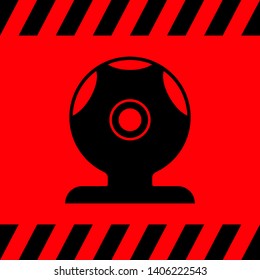 Web camera black on a red background, vector illustration for design