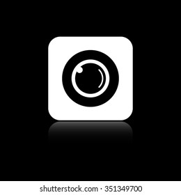 web camera - black vector icon on the white button