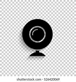 web camera - black vector icon with shadow