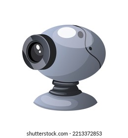 Web Camera Cartoon. Computer Communication, Webcam Lens, Device Digital, Equipment Internet, Technology Cam, Business Web Camera Vector Illustration