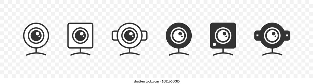 Web camera devices. Webcam icons. Electronic gadgets. Trendy flat style. Vector illustration