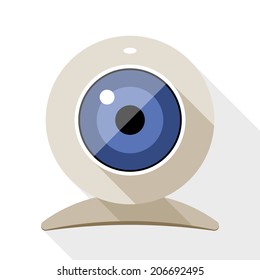Web camera flat icon with long shadow on white background