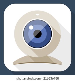 Web camera flat icon with long shadow