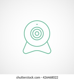 Web Camera Green Line Icon On White Background